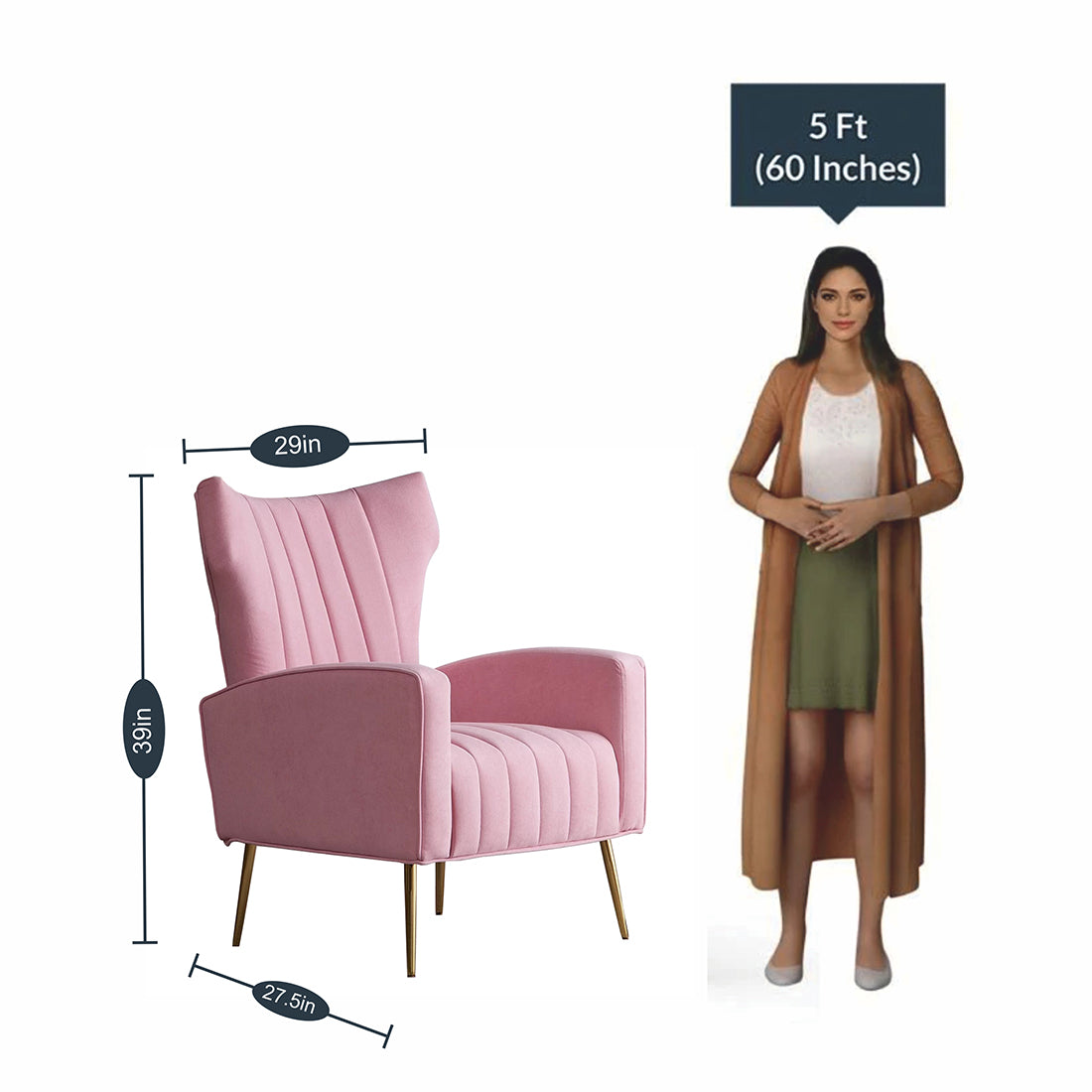 Modern Dense Foam Comfortable Luxurious Pink Sofa Lounge Chair