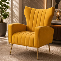Modern Dense Foam Comfortable Luxurious Yellow Sofa Lounge Chair