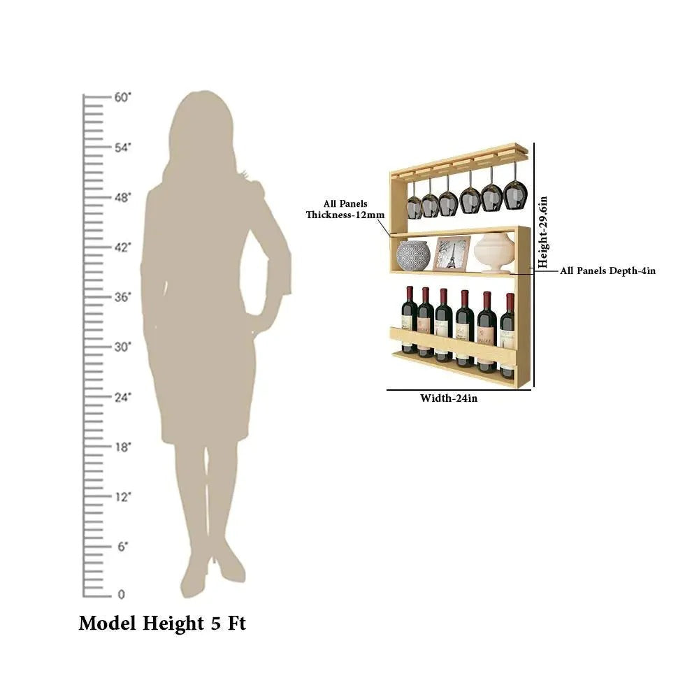 Modern Design Backlit MDF Bar Wall Shelf / Mini Bar Shelf in Light Oak Finish