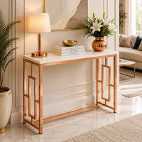 Modern Design Console Table with Copper Metal Finish