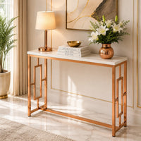 Modern Design Console Table with Copper Metal Finish