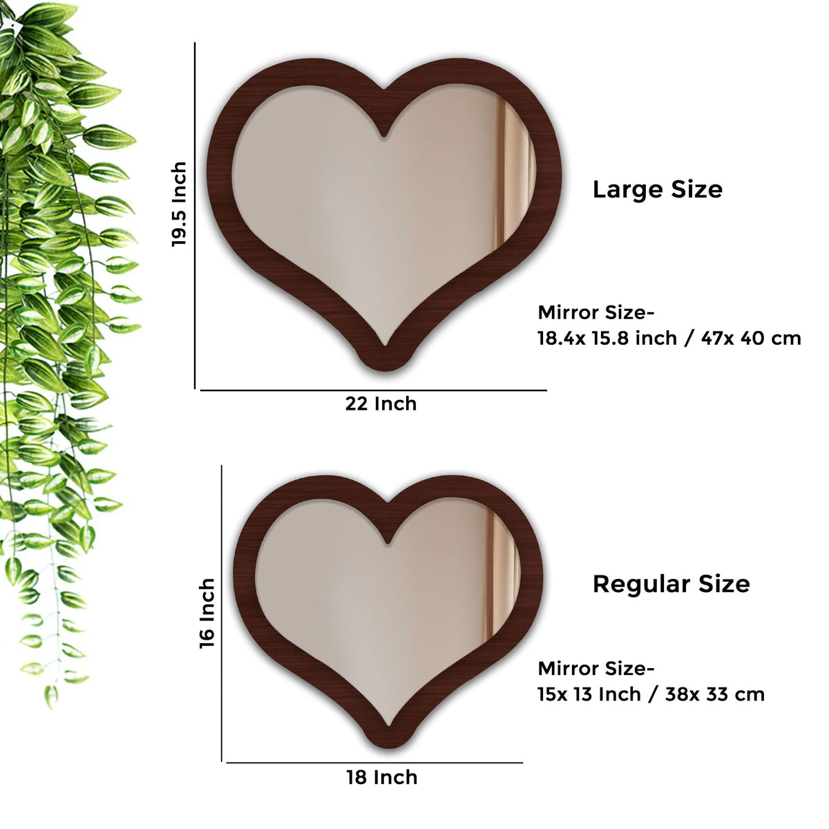Modern Designer Heart Shape Decorative Wooden Wall Mirror
