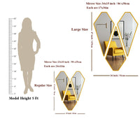 Modern Diamond Shape Vanity Mirrors Set of 3 with Golden Finish Frame