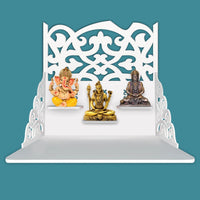 Modern Divine Beautiful Wall Hanging Wooden Temple/ Pooja Mandir Design with Shelf, Brownn Color