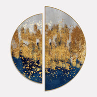 Modern Golden Art Textured Design Semi Circle Frames Set Of 2