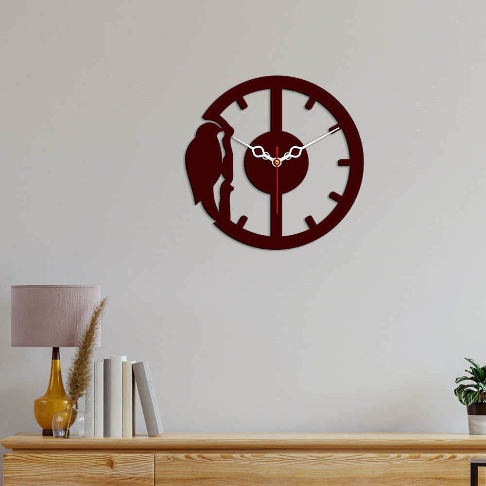 Woodpecker Designer Wooden Wall Clock