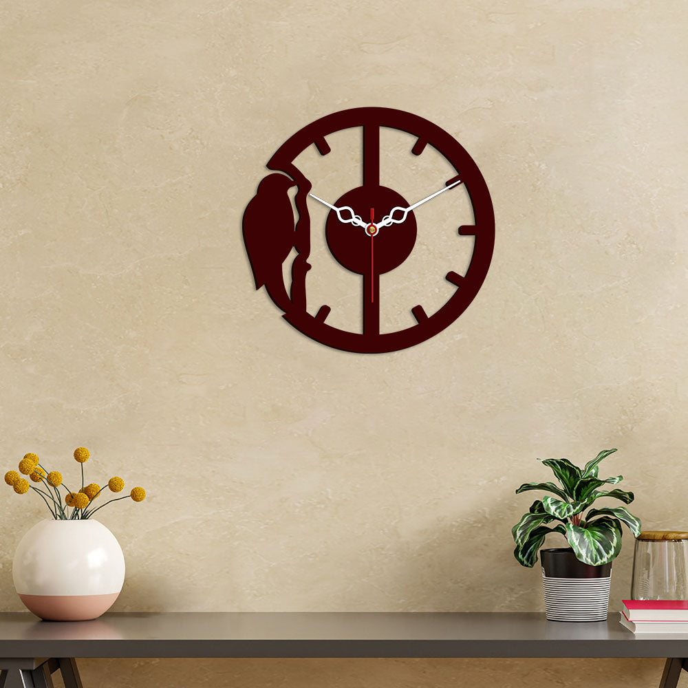 Woodpecker Designer Wooden Wall Clock