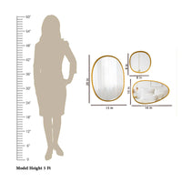 Modern Pebble Shaped Wall Mirrors Set of 3 with Golden Finish