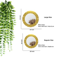 Modern Round Shape Decorative Design Wooden Wall Mirror With Gold Texture