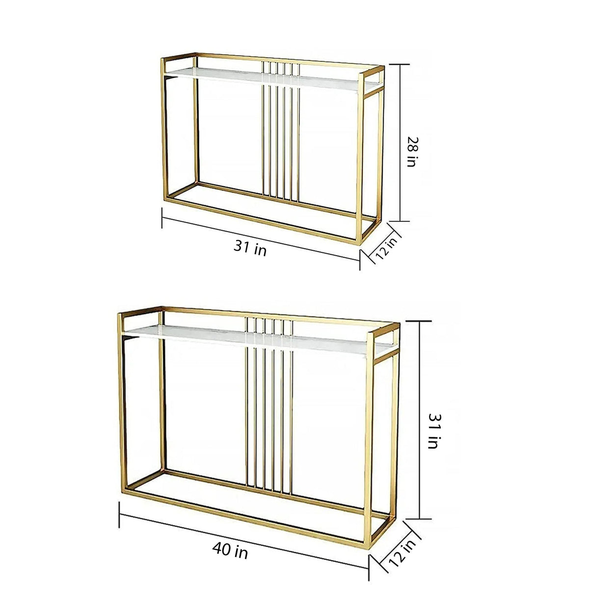 Modern Style Console Table In Sleek Golden Rods Design