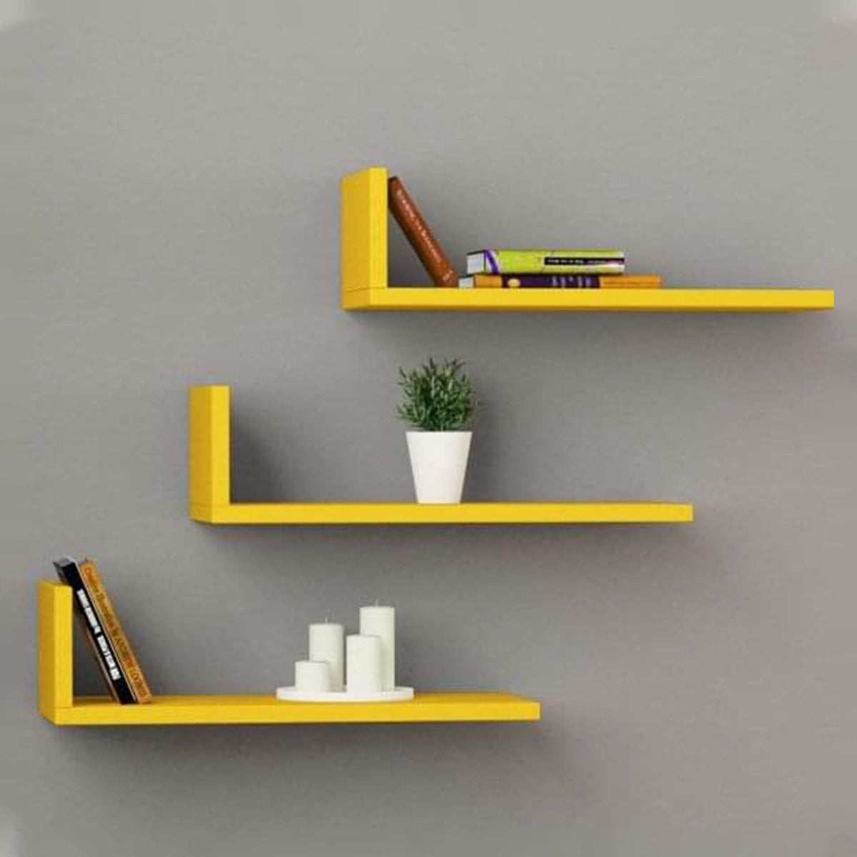 Modern Style Wooden Wall Rack Shelves Set of 3