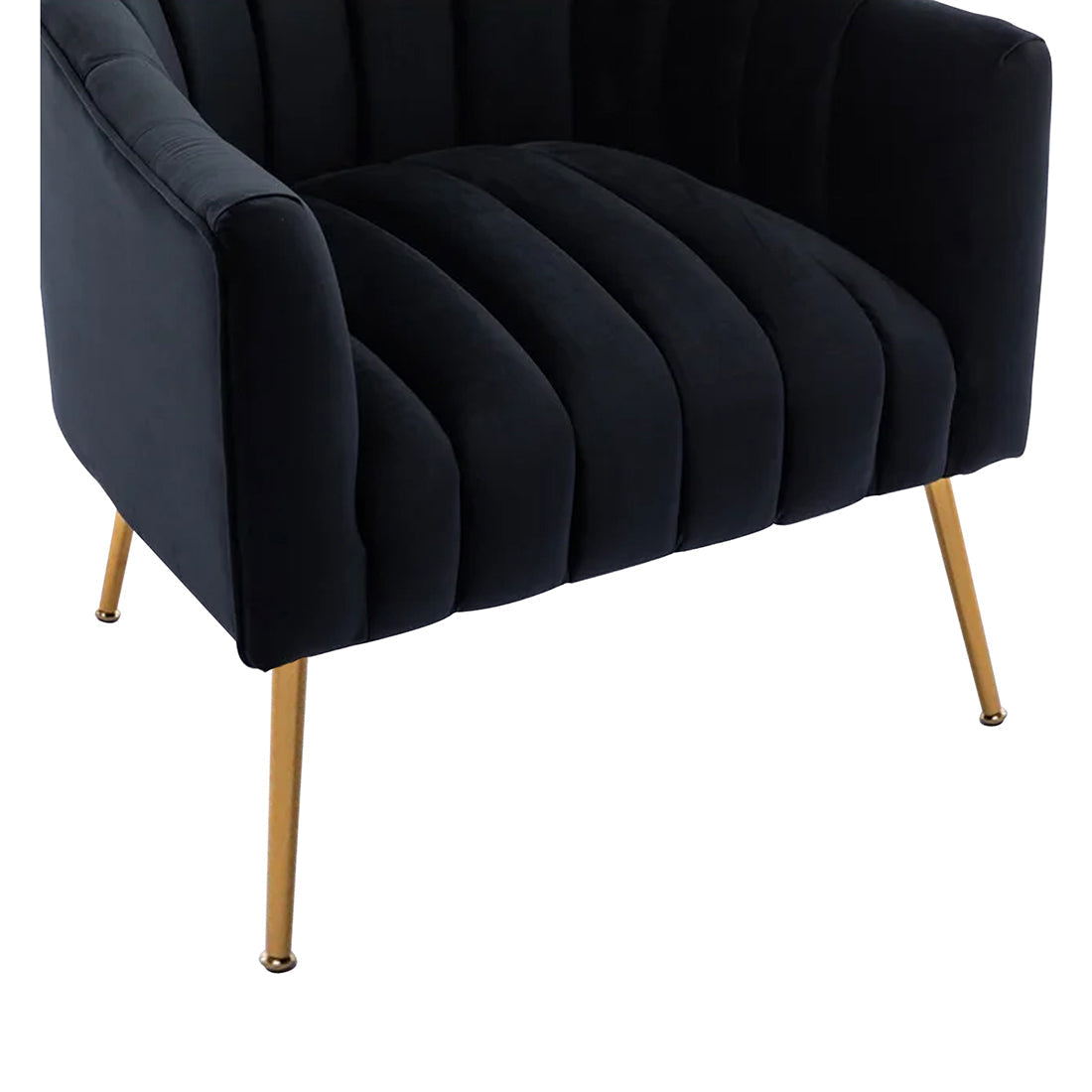 Modern Tufted Black Velvet Sofa Lounge Chair