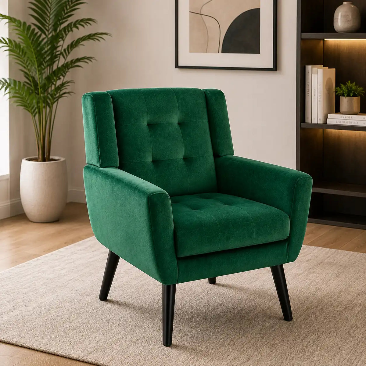Modern Urban Dark Green Super Soft Velvet Sofa Lounge Chair