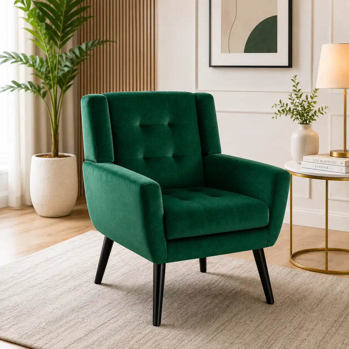 Modern Urban Dark Green Super Soft Velvet Sofa Lounge Chair