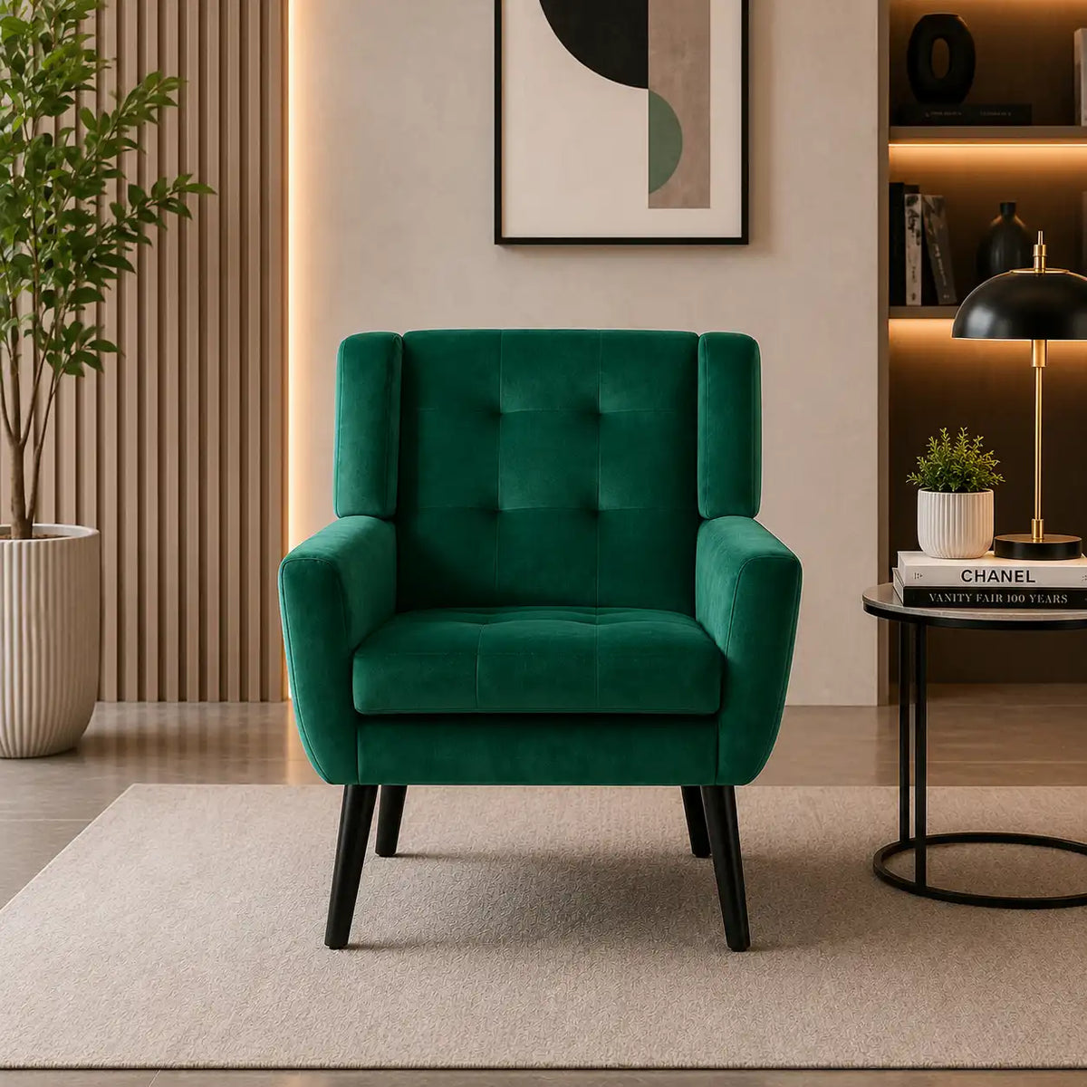 Modern Urban Dark Green Super Soft Velvet Sofa Lounge Chair