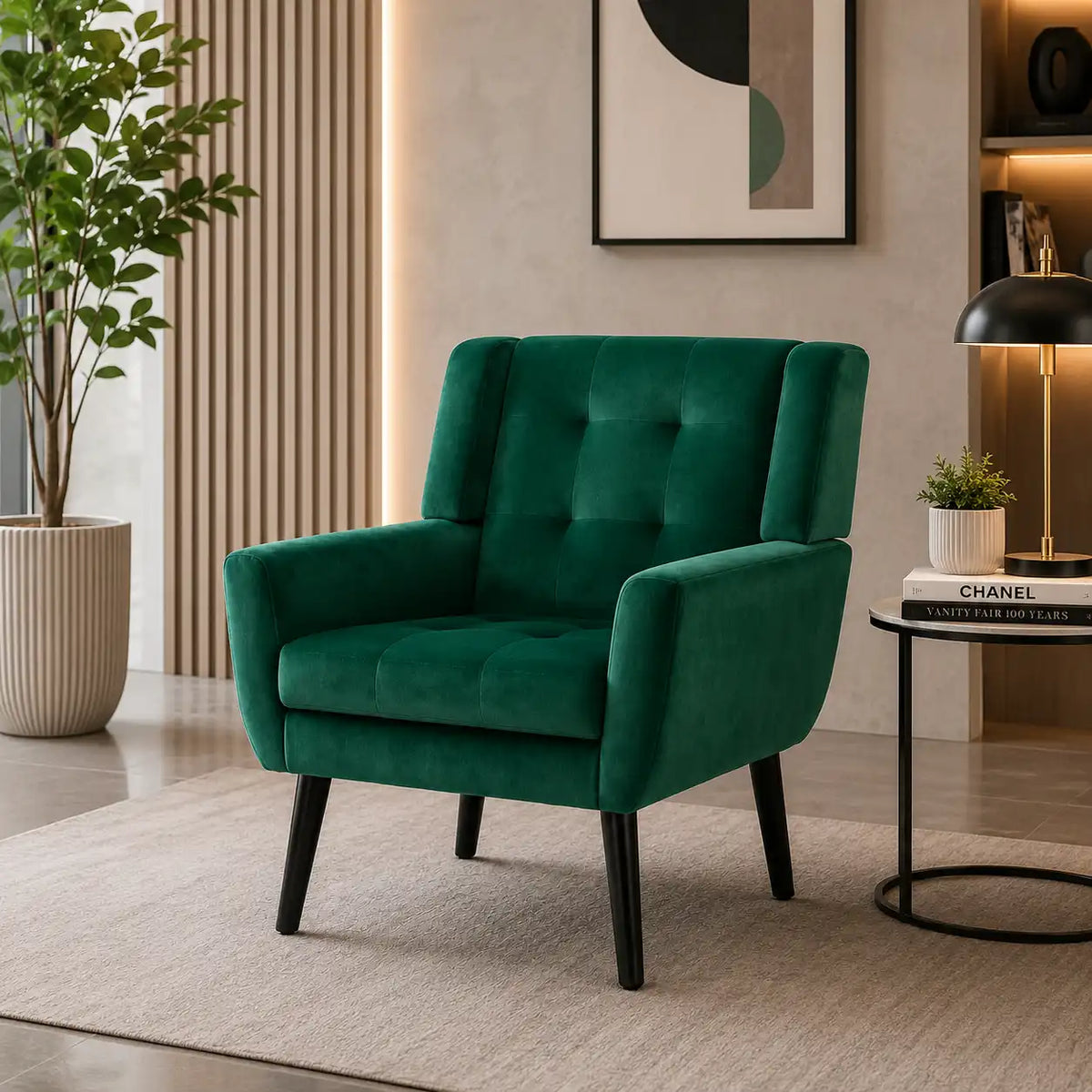 Modern Urban Dark Green Super Soft Velvet Sofa Lounge Chair
