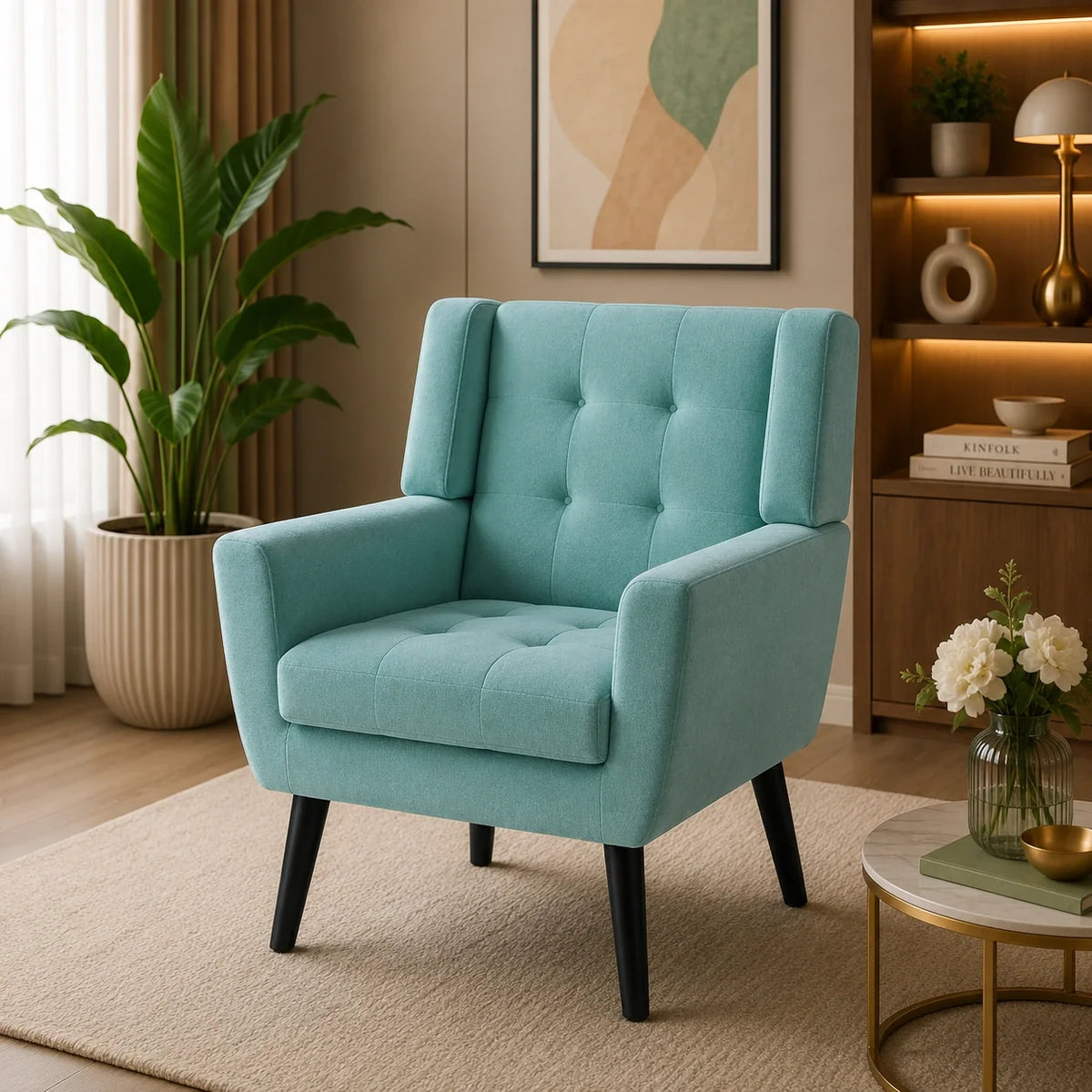 Modern Urban Teal Super Soft Velvet Sofa Lounge Chair