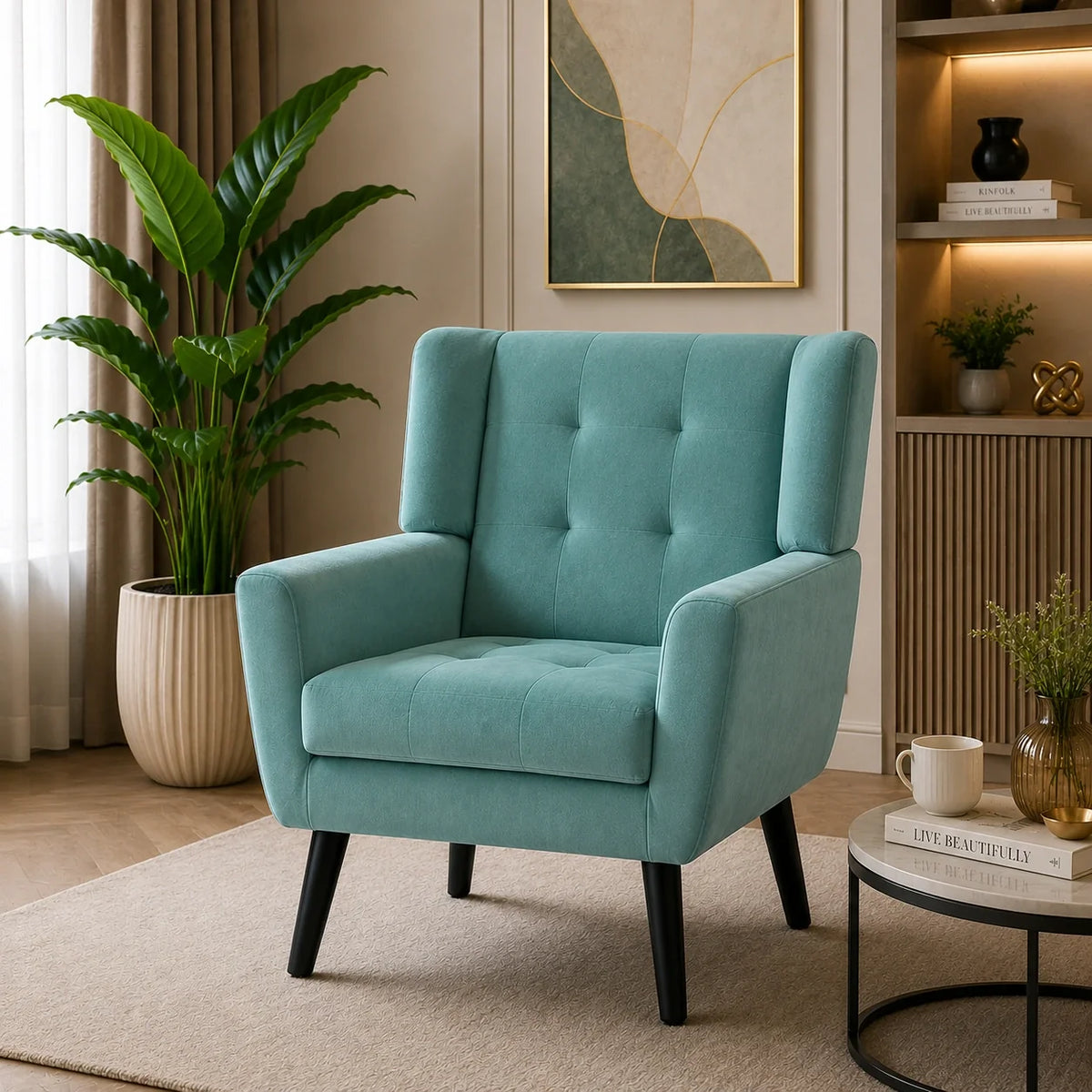 Modern Urban Teal Super Soft Velvet Sofa Lounge Chair