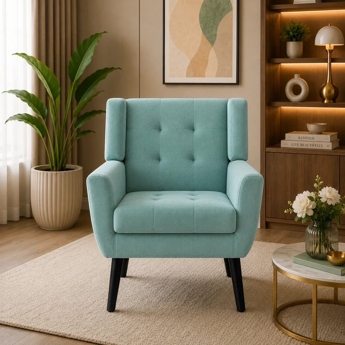 Modern Urban Teal Super Soft Velvet Sofa Lounge Chair