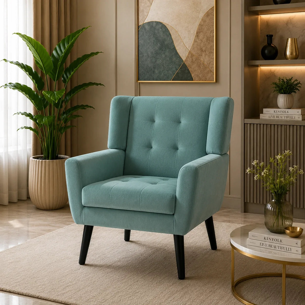 Modern Urban Teal Super Soft Velvet Sofa Lounge Chair