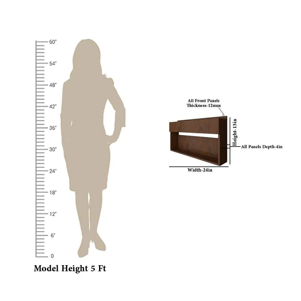 Modish Look Backlit MDF Mini Bar Shelf in Walnut Finish