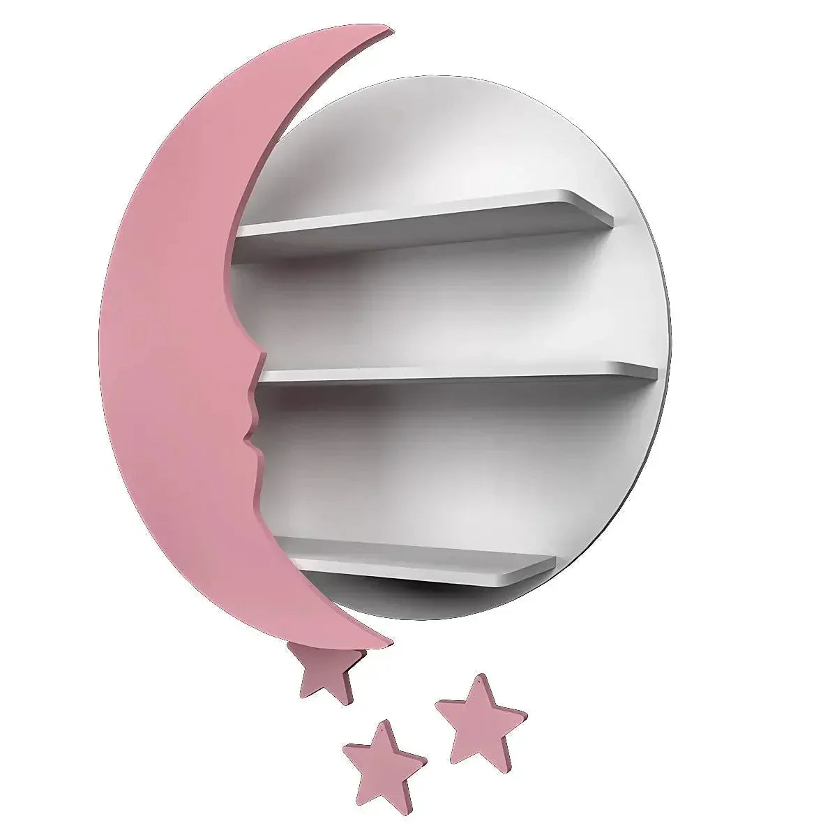 Moon and Stars Shape Wooden Wall Storage Shelf for Kids