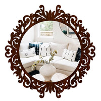 Motif Design Art Modern Round Shape Mirror with Wood Frame
