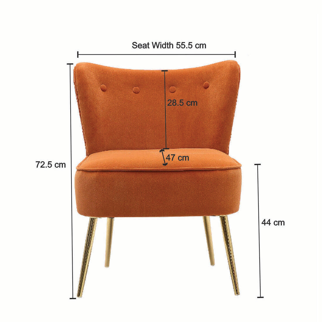 Orange Deep Cushioning Comfy Velvet Standard Lounge Chair