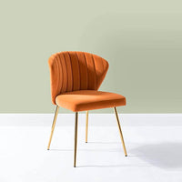 Orange Velvet Tufted Luxurious Lounge Chair