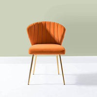 Orange Velvet Tufted Luxurious Lounge Chair