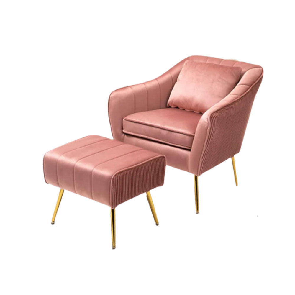 Peach Fluffy Super Comfy Luxury Velvet Accent Chair with Footrest