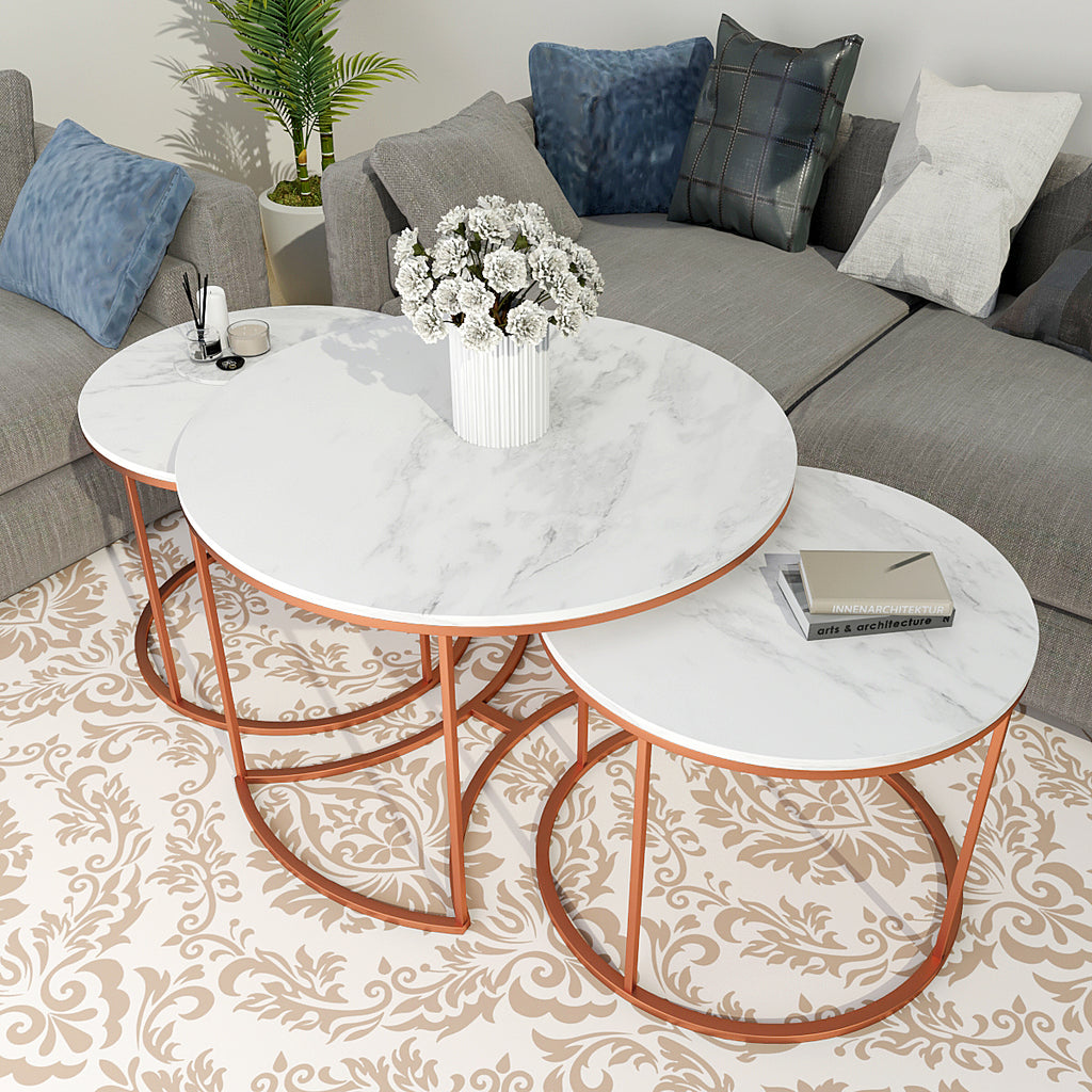 Premium Copper Nesting Trio Tables Set of 3