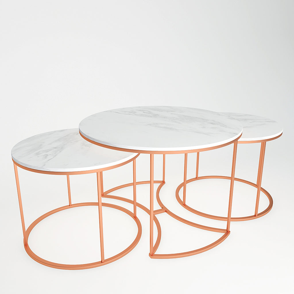 Premium Copper Nesting Trio Tables Set of 3