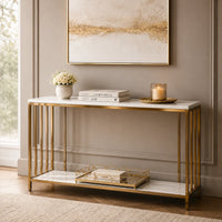 Premium Faux Marble Designer Console Table with Metal Finish