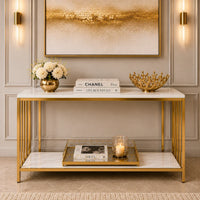 Premium Faux Marble Designer Console Table with Metal Finish