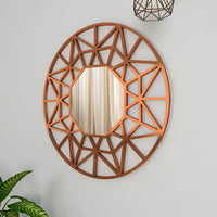 Premium Geometric Cut Copper Finish Designer Wall Mirror