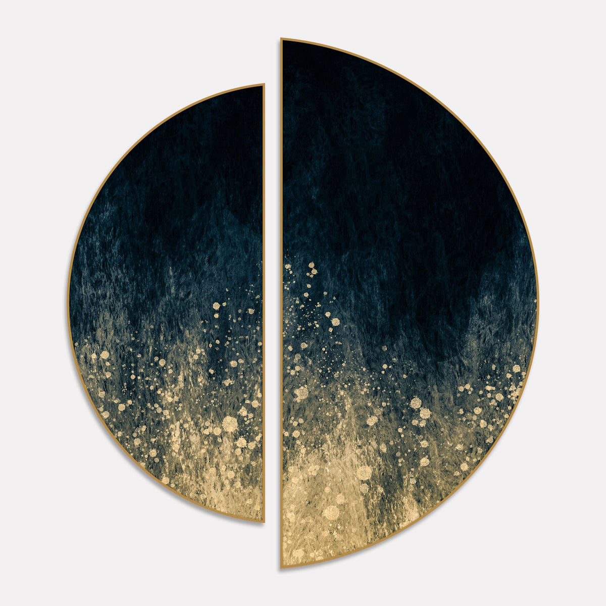 Premium Golden Splash Art  Semi Circle Frames Set Of 2