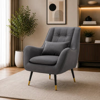 Premium Grey Thick Padded Velvet Sofa Lounge Chair with Cushion