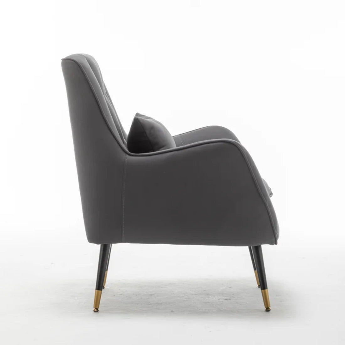 Premium Grey Thick Padded Velvet Sofa Lounge Chair with Cushion