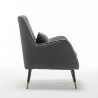 Premium Grey Thick Padded Velvet Sofa Lounge Chair with Cushion