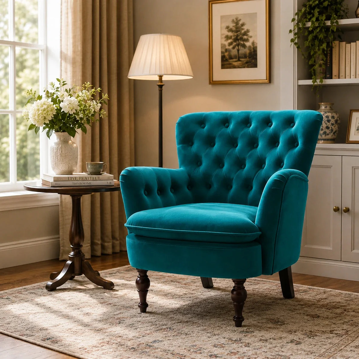 Premium Perfect Cushiony Tufted Super Comfy Emerald Velvet Sofa Lounge Chair