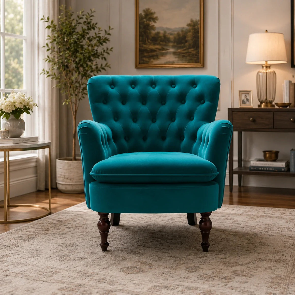 Premium Perfect Cushiony Tufted Super Comfy Emerald Velvet Sofa Lounge Chair