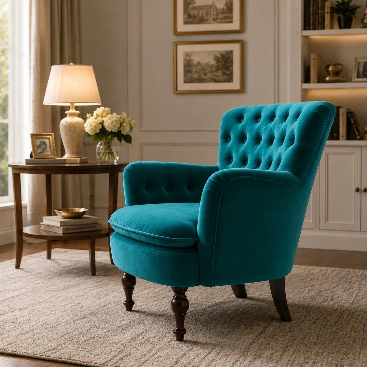 Premium Perfect Cushiony Tufted Super Comfy Emerald Velvet Sofa Lounge Chair