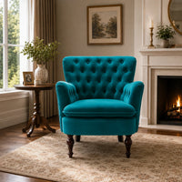 Premium Perfect Cushiony Tufted Super Comfy Emerald Velvet Sofa Lounge Chair