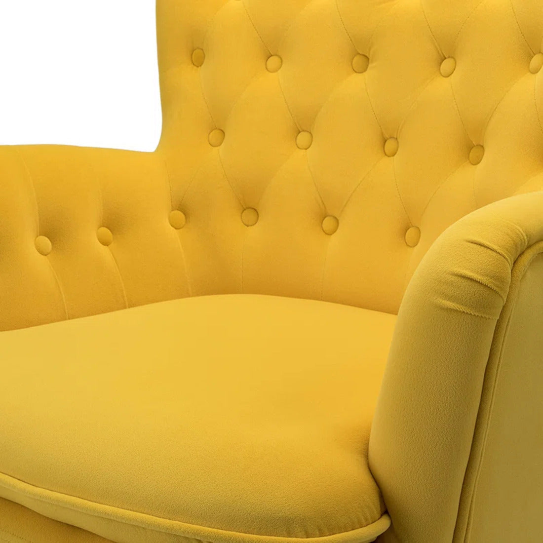 Premium Perfect Cushiony Tufted Super Comfy Yellow Velvet Sofa Lounge Chair