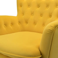 Premium Perfect Cushiony Tufted Super Comfy Yellow Velvet Sofa Lounge Chair