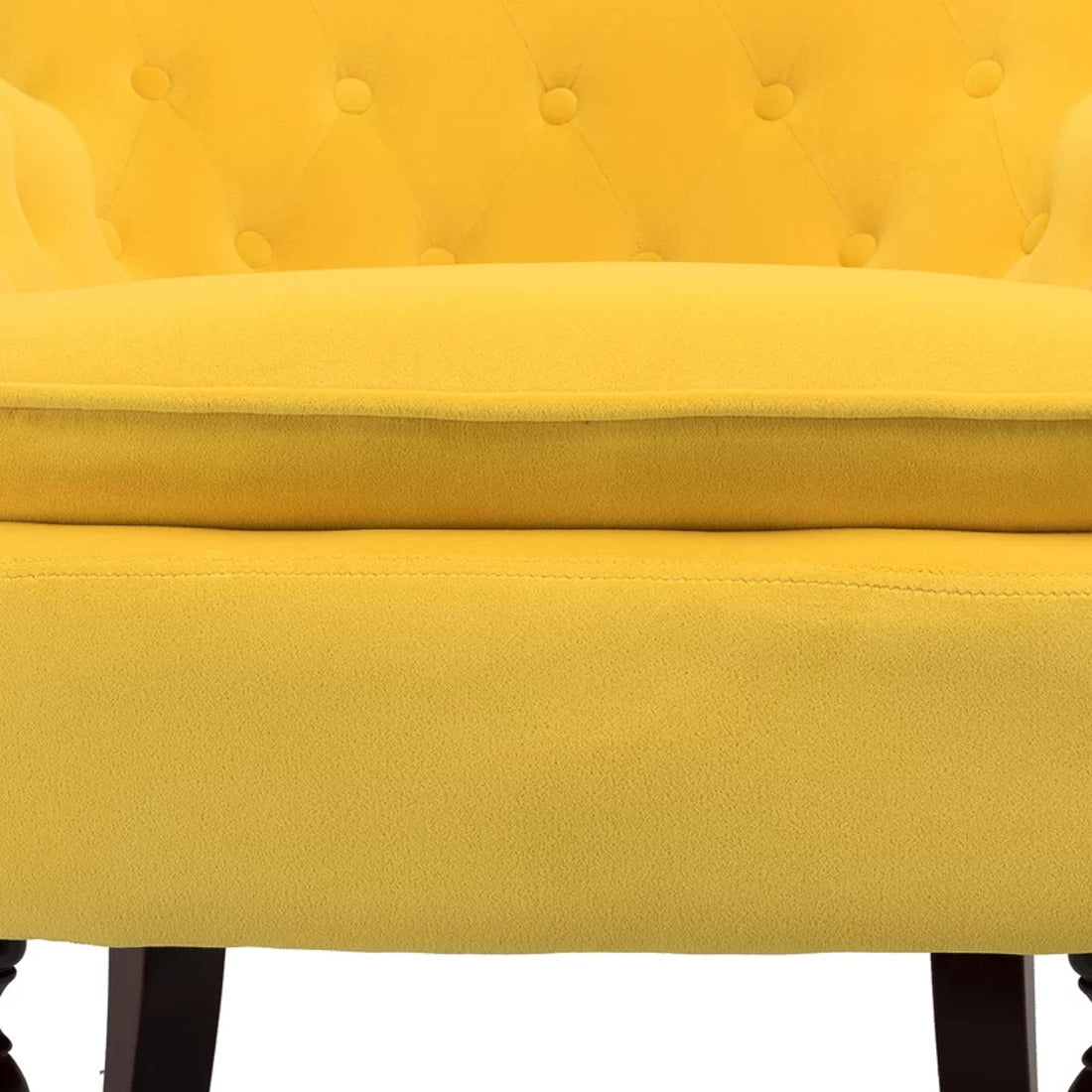 Premium Perfect Cushiony Tufted Super Comfy Yellow Velvet Sofa Lounge Chair