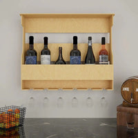 Premium Quality Backlit MDF Mini Bar Shelf in Light Oak Finish