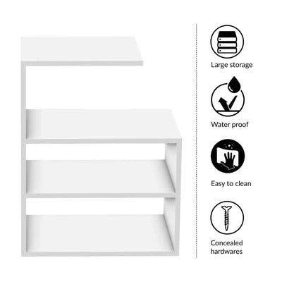 Premium Rectangular Shaped Wooden Wall Shelves with White Finish