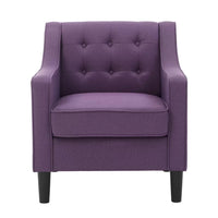 Purple Color Tufted Comfy Lounge Chair with Footrest